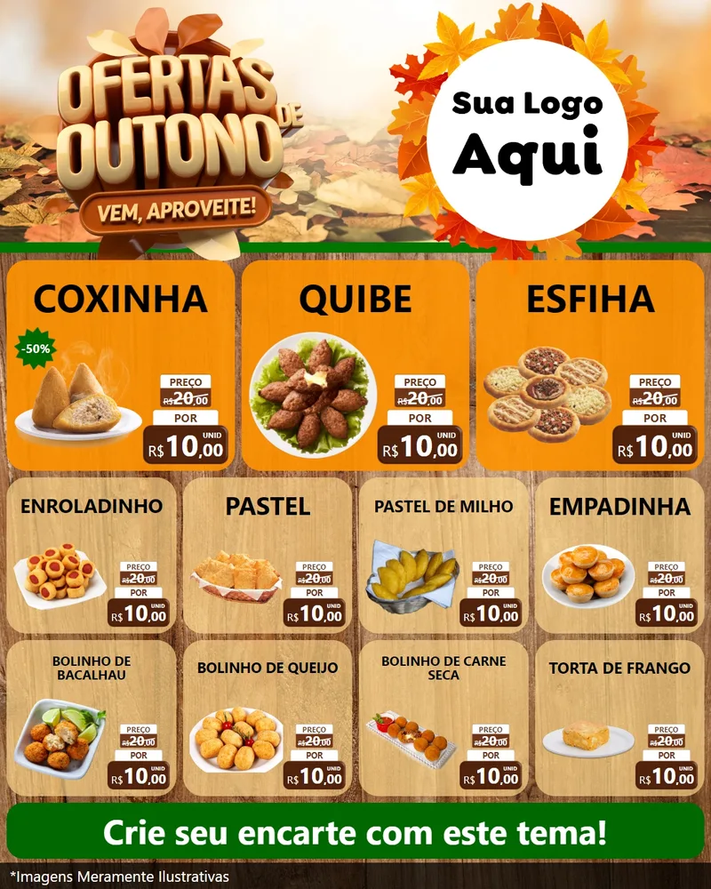 Modelo de Rede Social para Feed Instagram com o tema Ofertas de Outono - Vem, Aproveite! para Salgadaria
