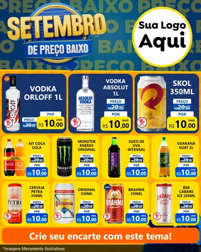 Modelo de Rede Social para Feed Instagram com o tema Setembro De Preço Baixo para Distribuidora de bebidas