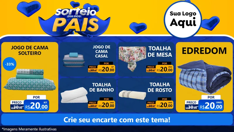 Modelo de TV para TV Horizontal com o tema Sorteio Dia dos Pais para Cama, Mesa e Banho