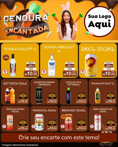 Modelo de Rede Social para Feed Instagram com o tema Cenoura Encantada - Páscoa para Distribuidora de bebidas