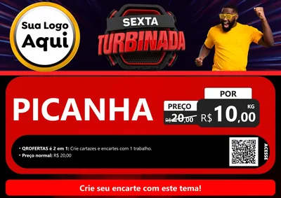 Modelo de Cartaz para Cartaz A4 Horizontal com o tema Sexta Turbinada para Açougue