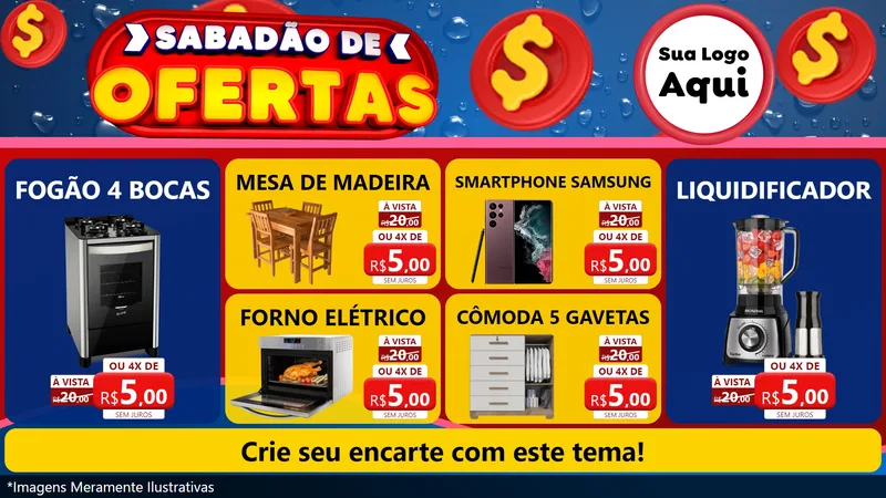 Modelo de TV para TV Horizontal com o tema Sabadão de Ofertas para Móveis e Eletro