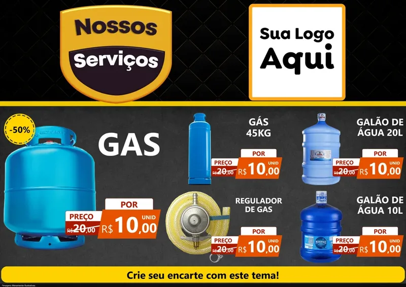 Modelo de Encarte para Encarte A4 Horizontal com o tema Nossos Serviços para Água e gás
