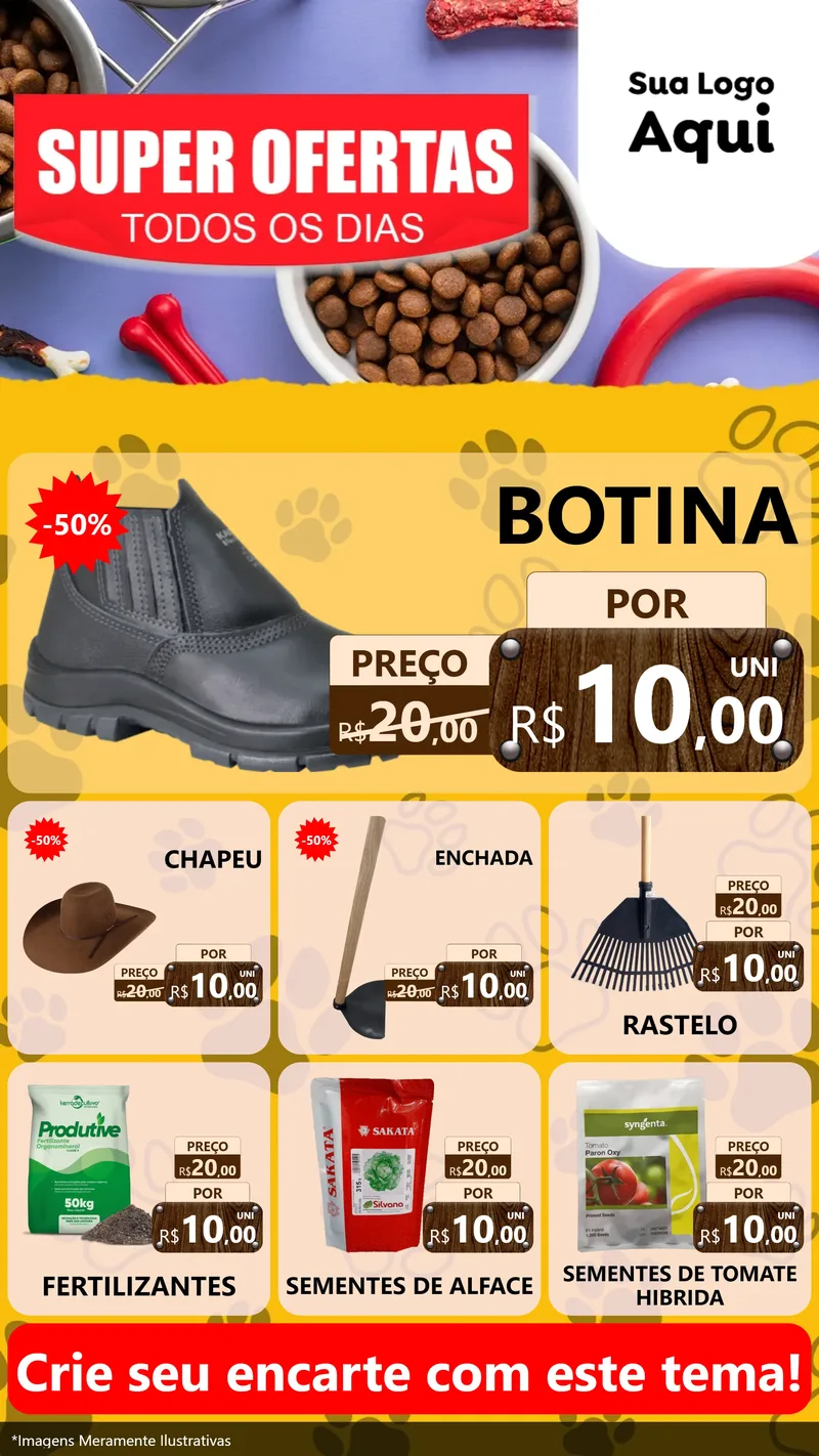 Modelo de Rede Social para Stories com o tema Super Ofertas Todos os Dias para Agropecuária