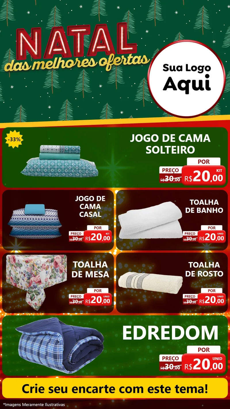 Modelo de TV para TV Vertical com o tema Natal das Melhores Ofertas para Cama, Mesa e Banho