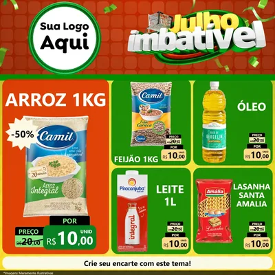Modelo de Rede Social para Feed Facebook com o tema Julho Imbatível para Supermercado