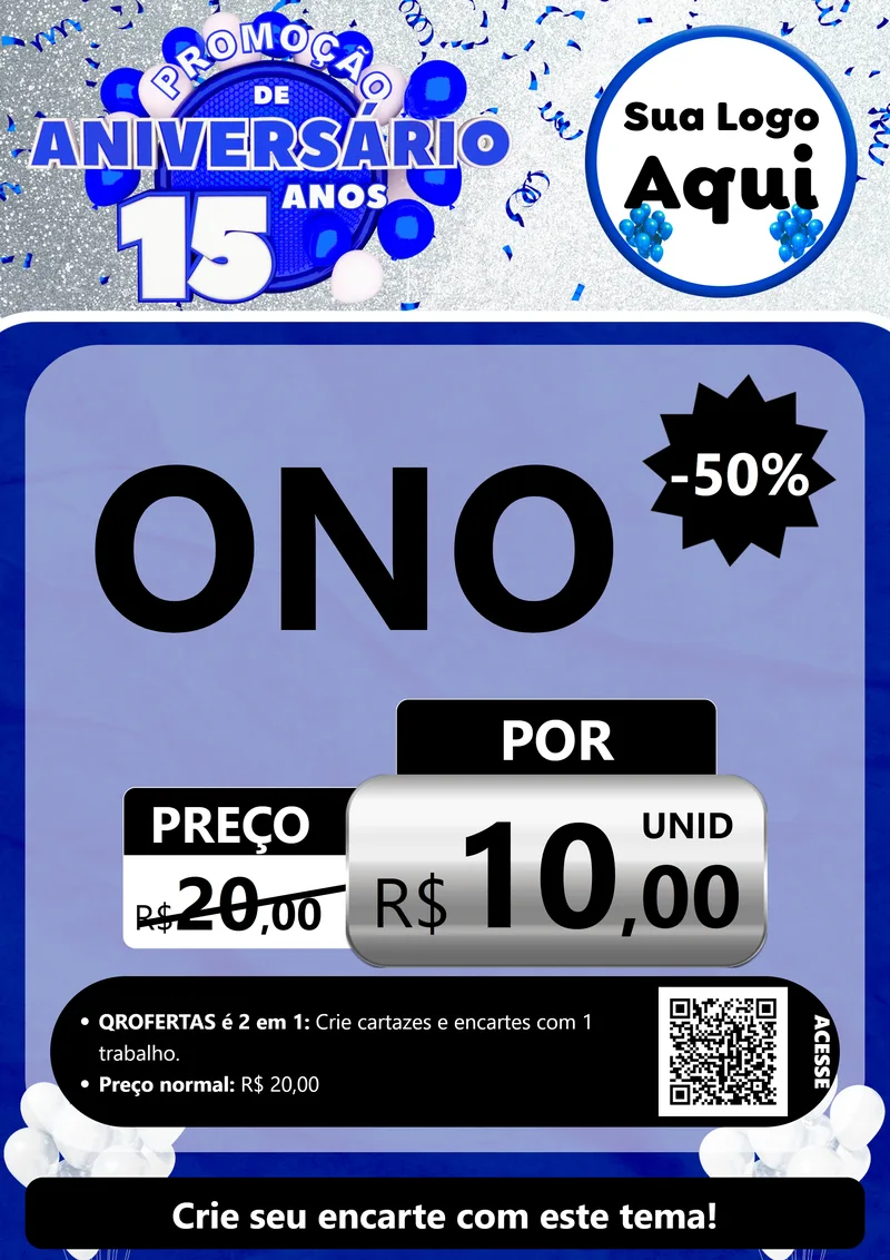 Modelo de Cartaz para Cartaz A4 Vertical com o tema Promoção de Aniversário - 15 Anos para Óticas