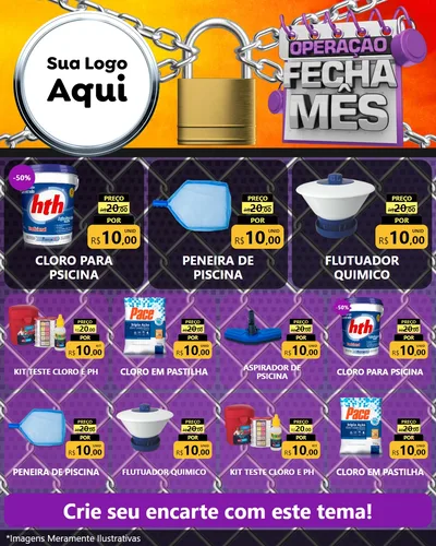 Modelo de Rede Social para Feed Instagram com o tema Operação Fecha Mês para Produtos para Piscina