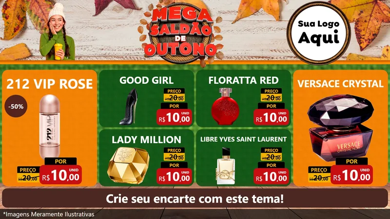 Modelo de TV para TV Horizontal com o tema Mega Saldão de Outono para Perfumes