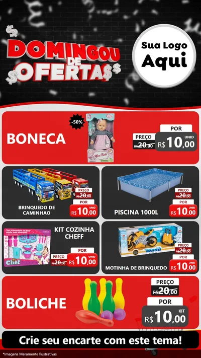 Modelo de TV para TV Vertical com o tema Domingou de Ofertas para Brinquedos
