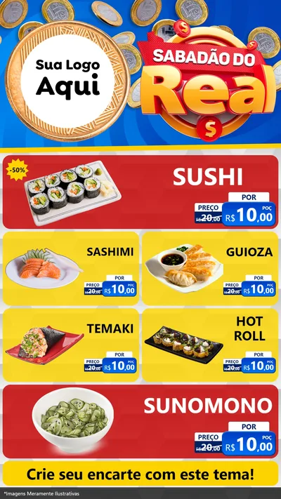Modelo de TV para TV Vertical com o tema Sabadão do Real para Comida japonesa