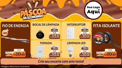 Modelo de TV para TV Horizontal com o tema Páscoa da Economia para Materiais Elétricos