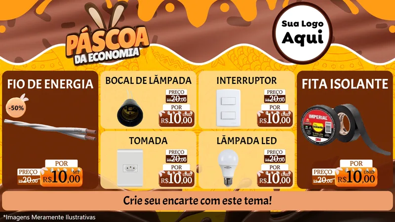 Modelo de TV para TV Horizontal com o tema Páscoa da Economia para Materiais Elétricos