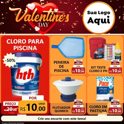 Modelo de Rede Social para Feed Facebook com o tema Valentine's Day para Produtos para Piscina