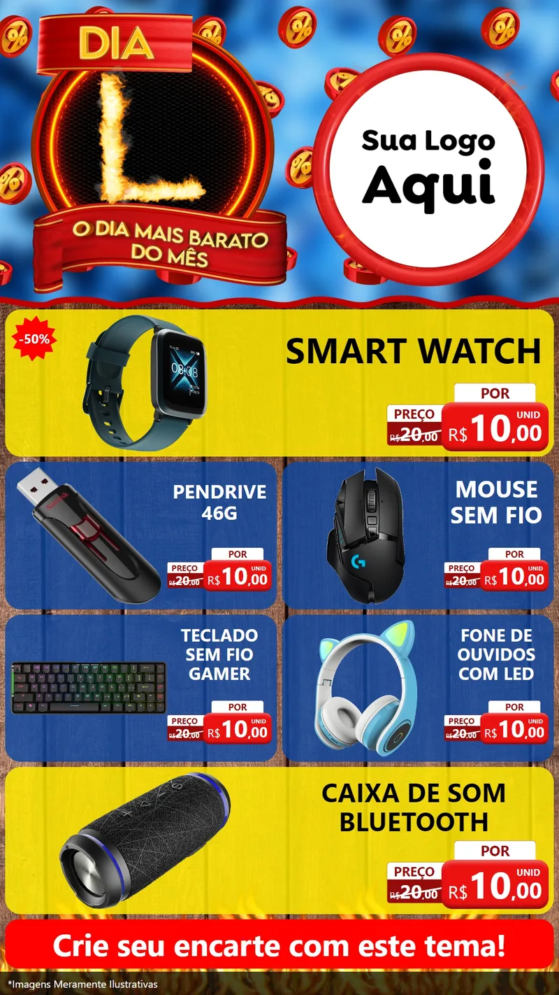 Modelo de TV para TV Vertical com o tema Dia L - O Dia Mais Barato Do Mês para Informática