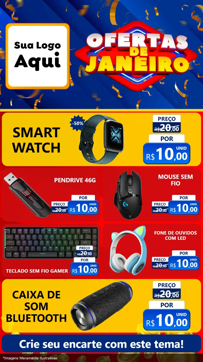 Modelo de TV para TV Vertical com o tema Ofertas de Janeiro para Informática
