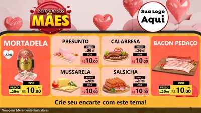 Modelo de TV para TV Horizontal com o tema Semana das Mães para Frios e Laticínios