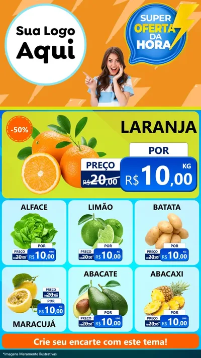 Modelo de Rede Social para Stories com o tema Super Oferta da Hora para Hortifrúti