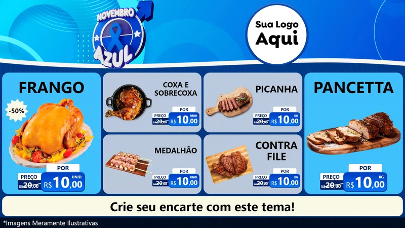 Modelo de TV para TV Horizontal com o tema Novembro Azul para Assados