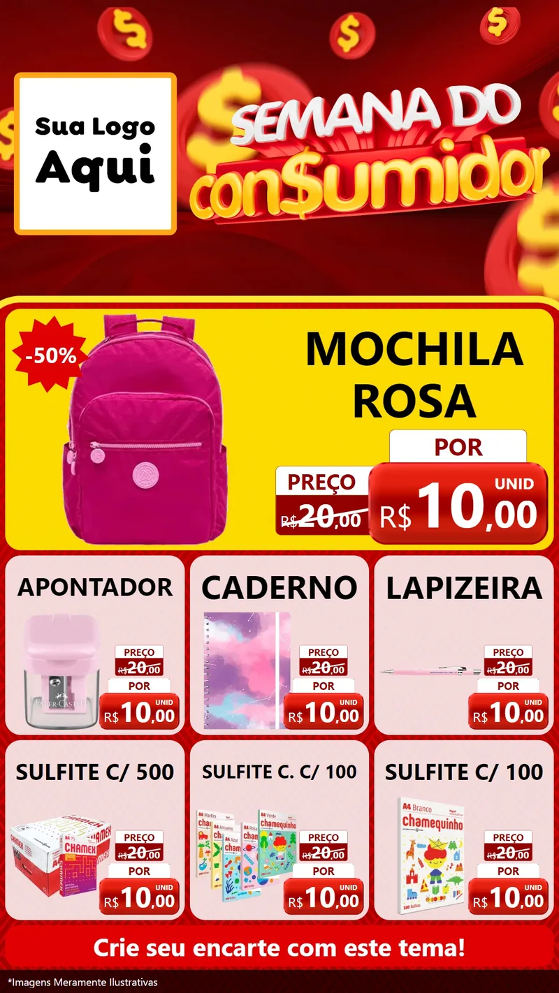 Modelo de Rede Social para Stories com o tema Semana do Consumidor para Papelaria