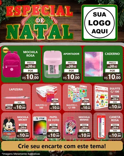 Modelo de Rede Social para Feed Instagram com o tema Especial de Natal para Papelaria