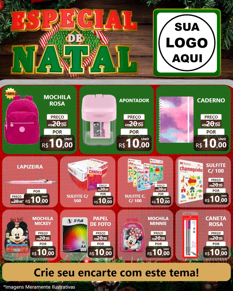 Modelo de Rede Social para Feed Instagram com o tema Especial de Natal para Papelaria