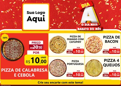 Modelo de Encarte para Encarte A4 Horizontal com o tema Dia A o Dia Mais Barato do Mês para Pizzaria