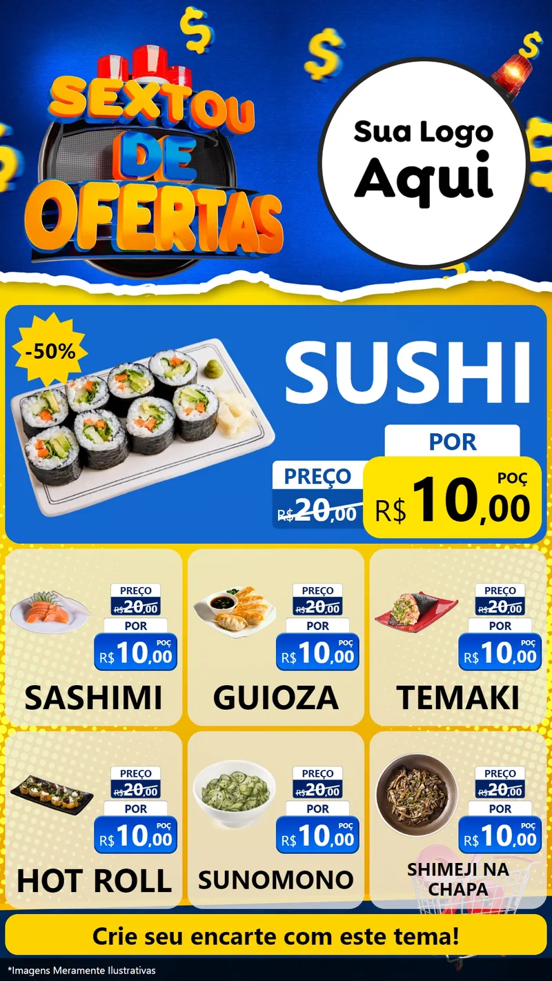 Modelo de Rede Social para Stories com o tema Sextou de Ofertas para Comida japonesa