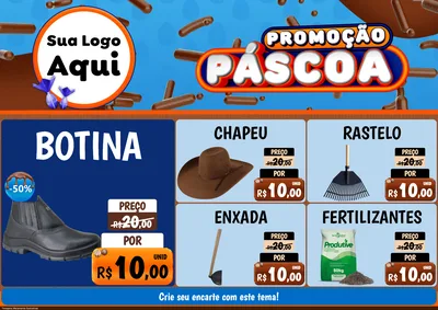 Modelo de Encarte para Encarte A4 Horizontal com o tema Promoção Páscoa para Agropecuária