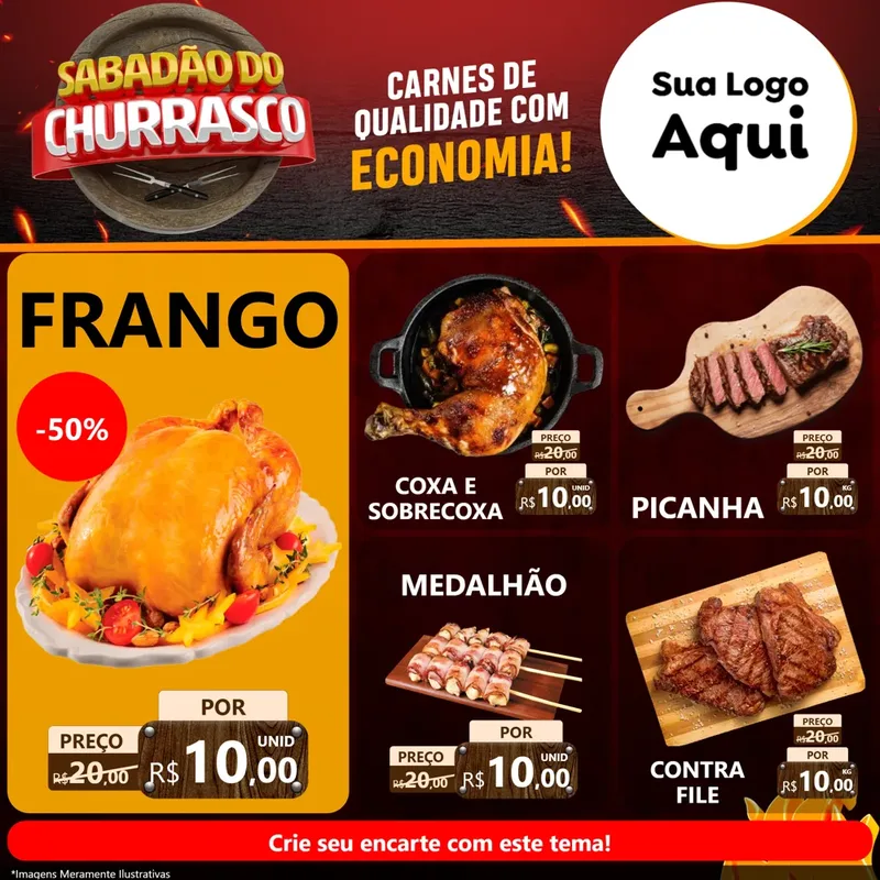 Modelo de Rede Social para Feed Facebook com o tema Sabadão Do Churrasco para Assados