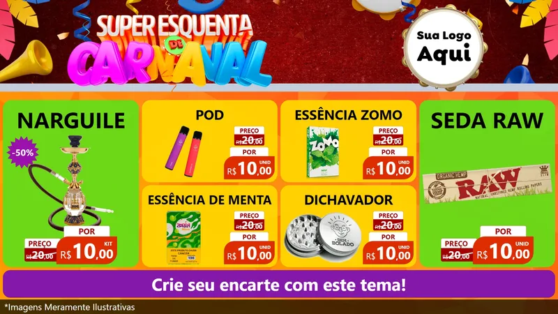 Modelo de TV para TV Horizontal com o tema Super Esquenta de Carnaval para Tabacaria