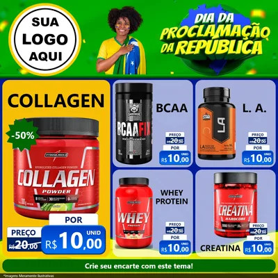 Modelo de Rede Social para Feed Facebook com o tema Dia Da Proclamação Da República para Suplementos alimentares