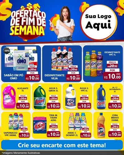 Modelo de Rede Social para Feed Instagram com o tema Ofertaço de Fim de Semana para Produtos de Limpeza