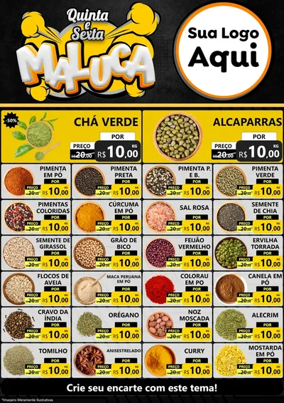 Modelo de Encarte para Encarte A4 Vertical com o tema Quinta e Sexta Maluca para Produtos Naturais