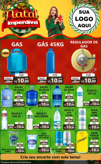 Modelo de Encarte para Encarte Grande com o tema Natal Imperdível para Água e gás