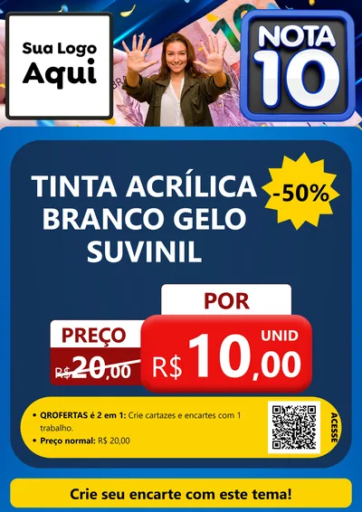 Modelo de Cartaz para Cartaz A4 Vertical com o tema Nota 10 para Tintas e Ferramentas