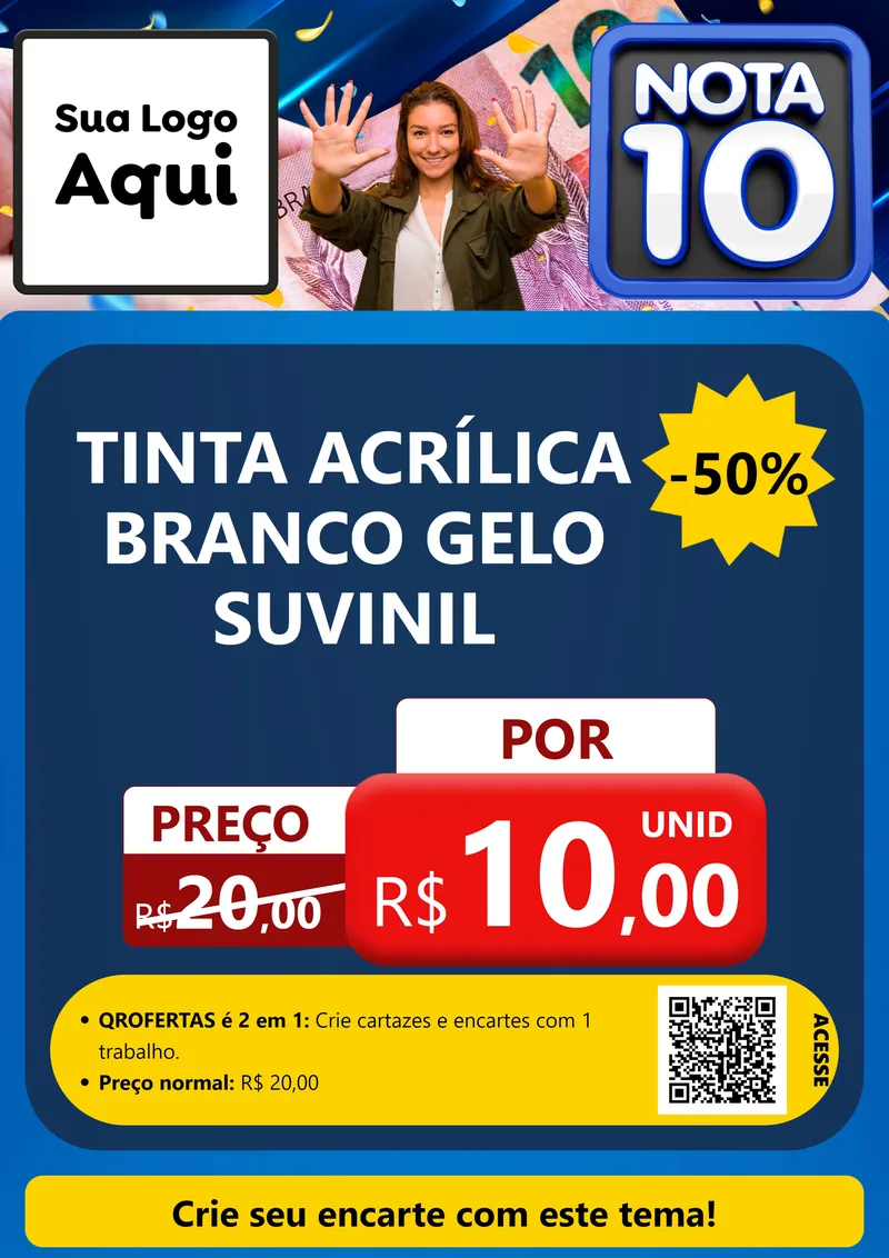 Modelo de Cartaz para Cartaz A4 Vertical com o tema Nota 10 para Tintas e Ferramentas
