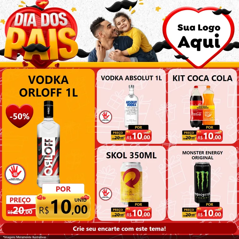 Modelo de Rede Social para Feed Facebook com o tema Dia dos Pais para Distribuidora de bebidas