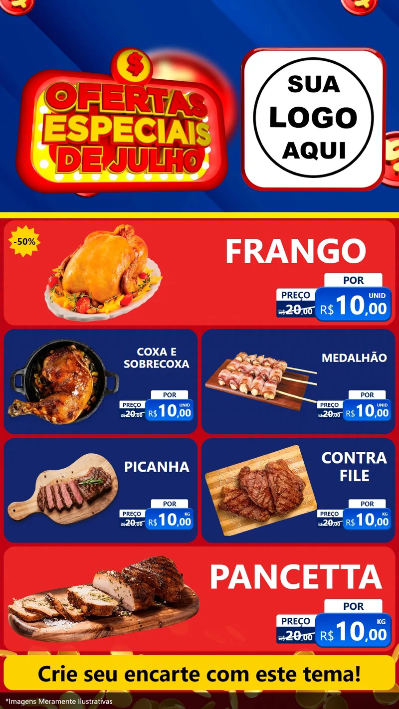 Modelo de TV para TV Vertical com o tema Ofertas Especiais de Julho para Assados