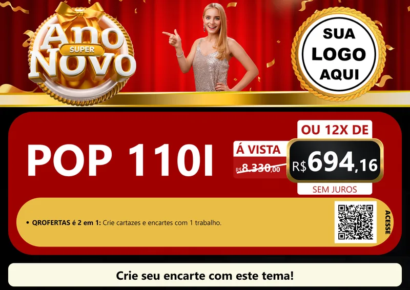 Modelo de Cartaz para Cartaz A4 Horizontal com o tema Super Ano Novo para Concessionaria de Motos