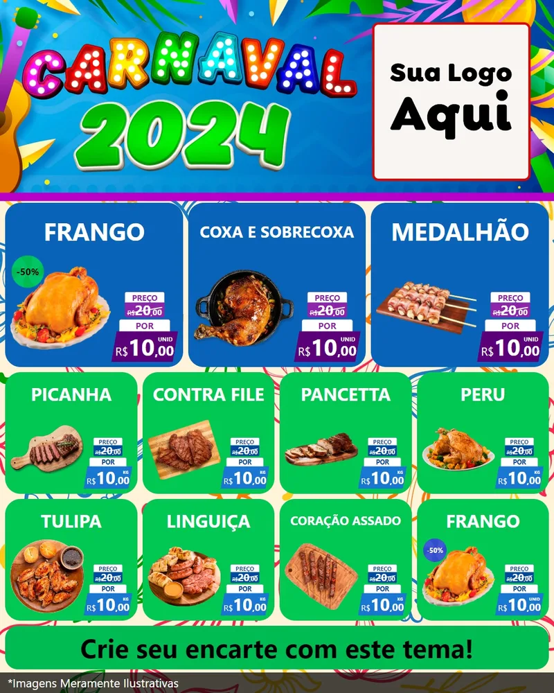 Modelo de Rede Social para Feed Instagram com o tema Carnaval 2027 para Assados