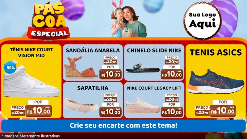 Modelo de TV para TV Horizontal com o tema Páscoa Especial para Calçados