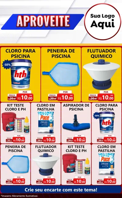 Modelo de Encarte para Encarte Grande com o tema Aproveite para Produtos para Piscina