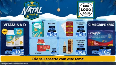 Modelo de TV para TV Horizontal com o tema O Melhor Natal É Aqui! para Farmácia