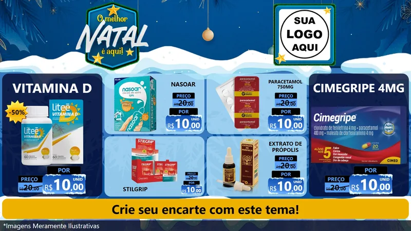 Modelo de TV para TV Horizontal com o tema O Melhor Natal É Aqui! para Farmácia