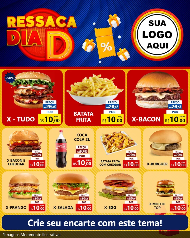 Modelo de Rede Social para Feed Instagram com o tema Ressaca Dia D para Hamburgueria