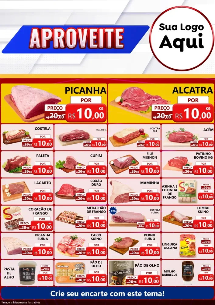 Modelo de Encarte para Encarte A4 Vertical com o tema Aproveite para Açougue