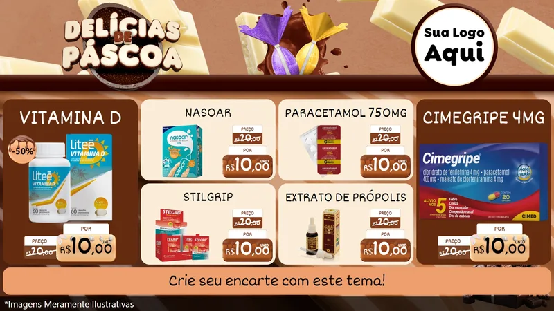Modelo de TV para TV Horizontal com o tema Delícias de Páscoa para Farmácia