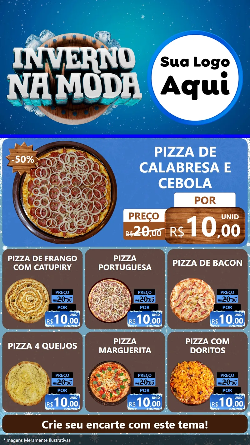 Modelo de Rede Social para Stories com o tema Inverno na Moda para Pizzaria