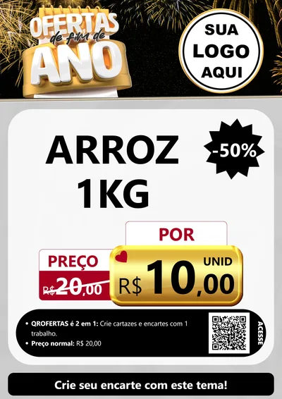 Modelo de Cartaz para Cartaz A4 Vertical com o tema Ofertas de Fim de Ano para Supermercado